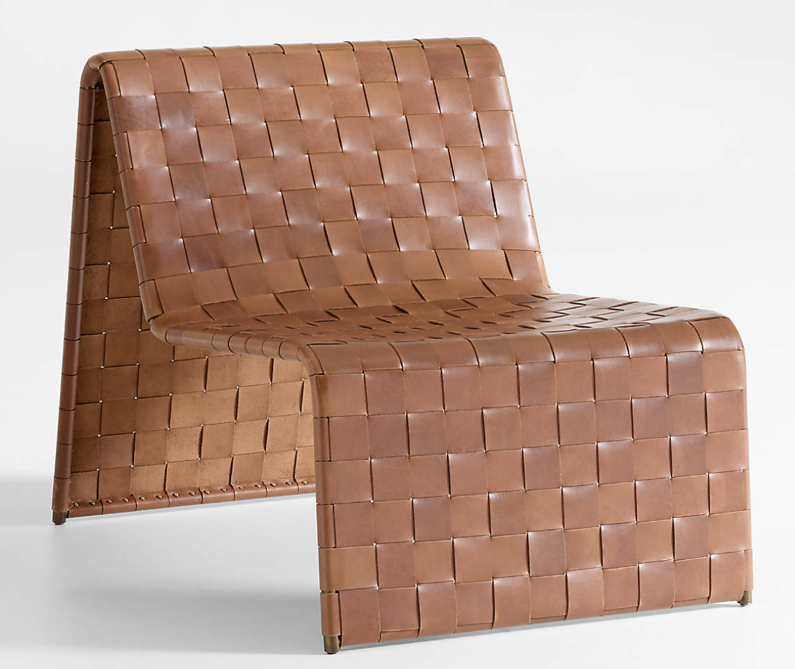 Crate & Barrel saddle leather chair in brown